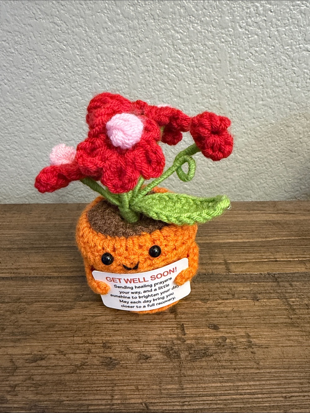 Handmade Crocheted Potted Flower Plush Get Well Soon